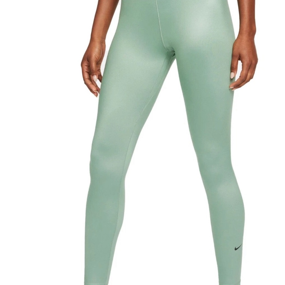 Nike Dri Fit One Mid Rise Shine Green Leggings